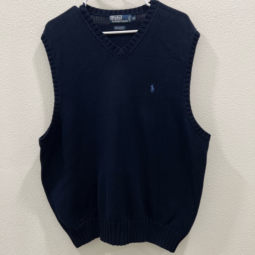 Polo Ralph Lauren lightweight navy blue v-neck pullover sweater vest men’s XXL